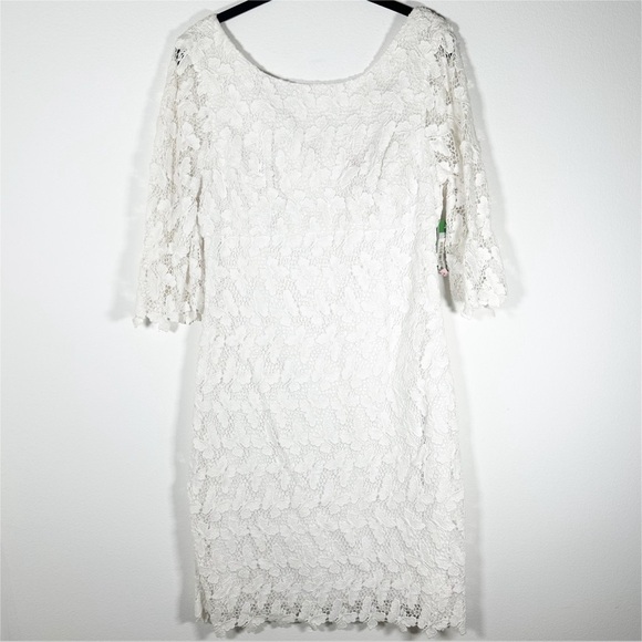 Lilly Pulitzer Shayna Classic White Papillon Butterfly Lace Shift Dress 8 - Picture 4 of 11